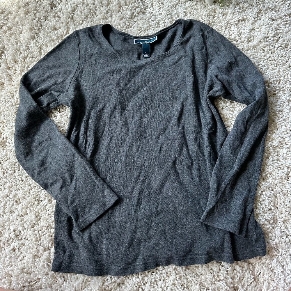 Karen Scott dark grey long sleeve warm comfy fall winter casual sweater …